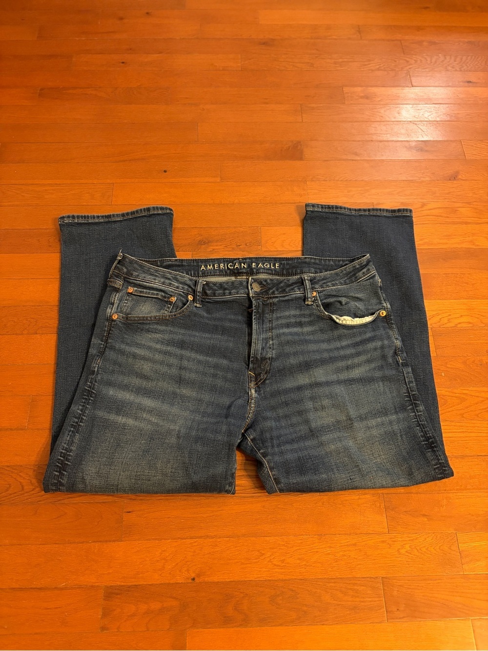 American Eagle Outfitters Dark Blue Straight Leg Jeans- Airflex + 38x30